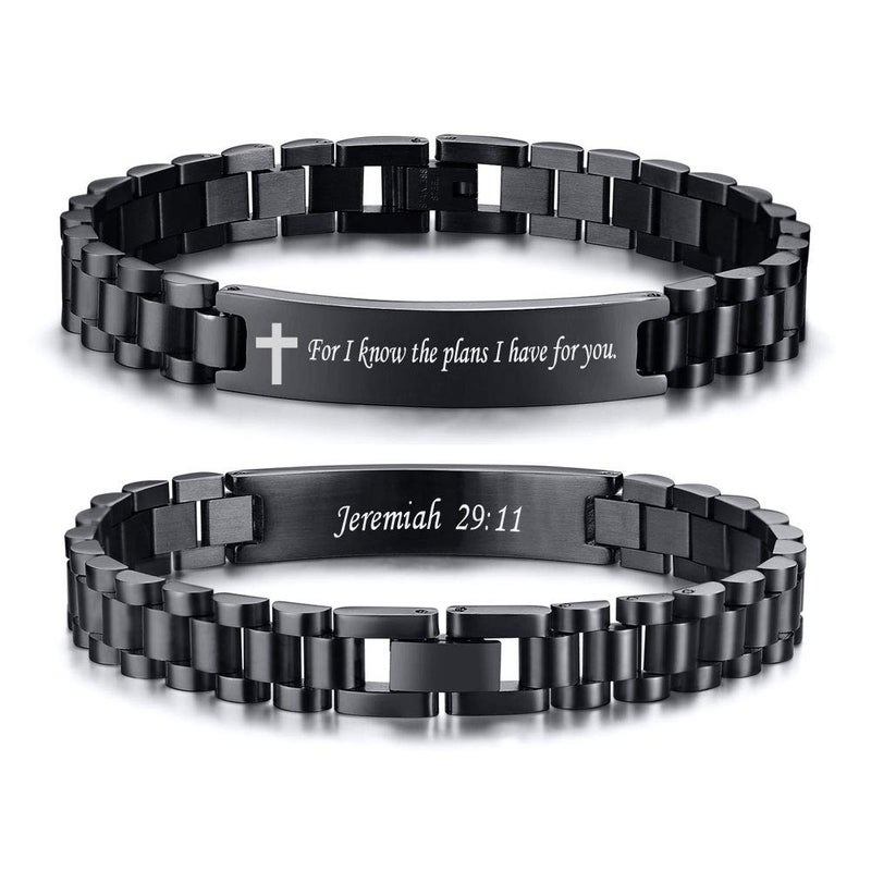 VNOX Christian Bracelet for Men | Personalized Bracelet for Men Bible Verse Scripture Bracelets Mens Inspirational Bracelets Cross Chain Link Bracelet, Religious Christian Gifts for Men,Style 3 - Image 1